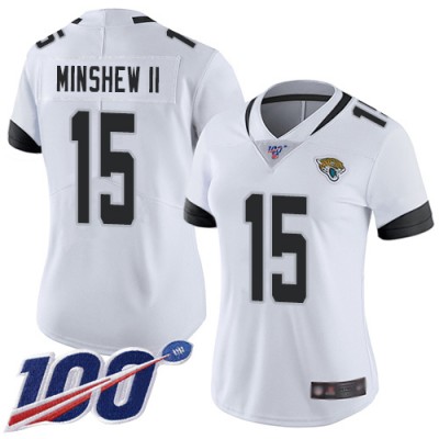 Nike Jacksonville Jaguars #15 Gardner Minshew II White Women's Stitched NFL 100th Season Vapor Limited Jersey